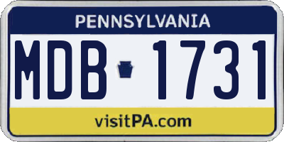 PA license plate MDB1731