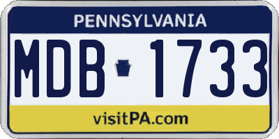 PA license plate MDB1733
