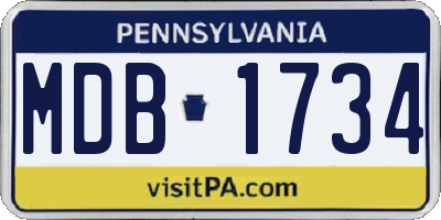 PA license plate MDB1734