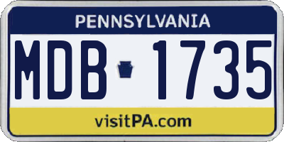 PA license plate MDB1735