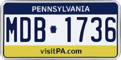 PA license plate MDB1736