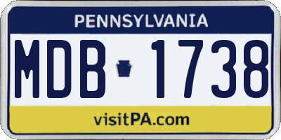 PA license plate MDB1738