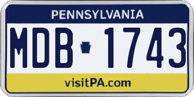 PA license plate MDB1743