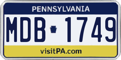 PA license plate MDB1749