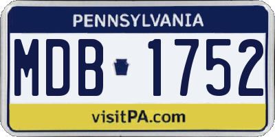 PA license plate MDB1752