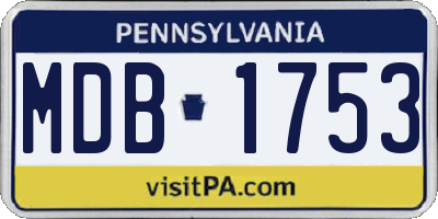 PA license plate MDB1753