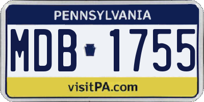 PA license plate MDB1755