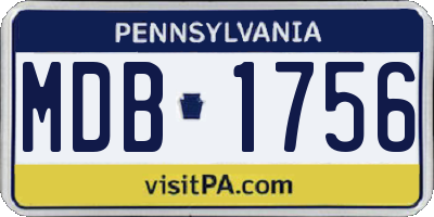 PA license plate MDB1756