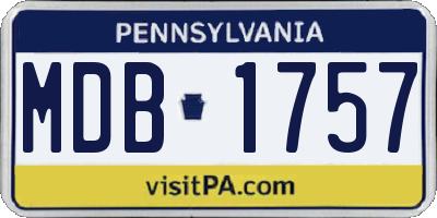 PA license plate MDB1757