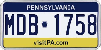 PA license plate MDB1758