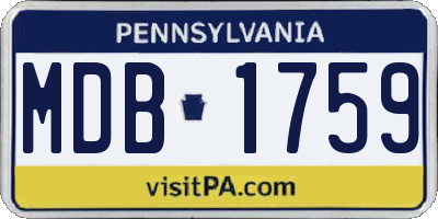 PA license plate MDB1759