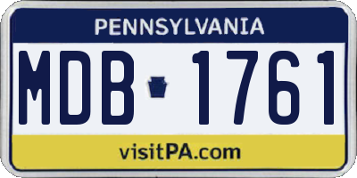 PA license plate MDB1761