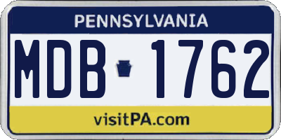 PA license plate MDB1762