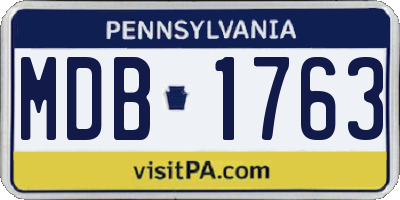 PA license plate MDB1763