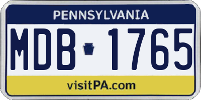 PA license plate MDB1765