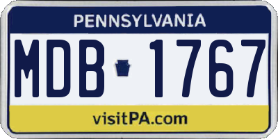 PA license plate MDB1767