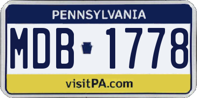 PA license plate MDB1778