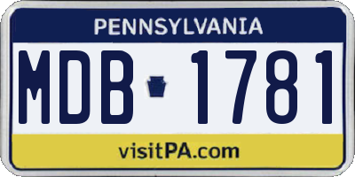 PA license plate MDB1781