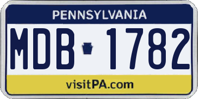 PA license plate MDB1782