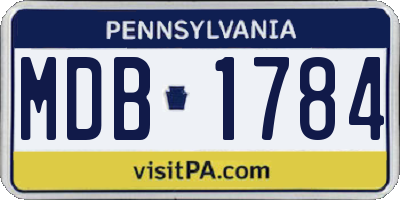 PA license plate MDB1784