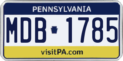 PA license plate MDB1785