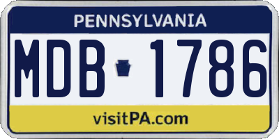 PA license plate MDB1786