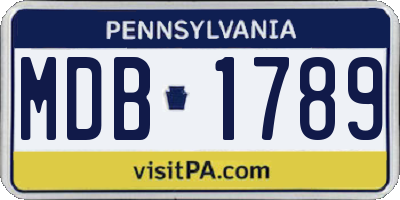 PA license plate MDB1789