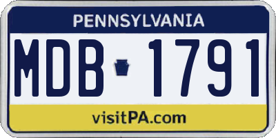 PA license plate MDB1791