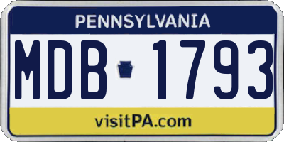 PA license plate MDB1793