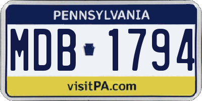 PA license plate MDB1794