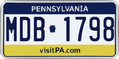 PA license plate MDB1798