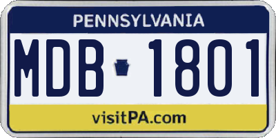 PA license plate MDB1801