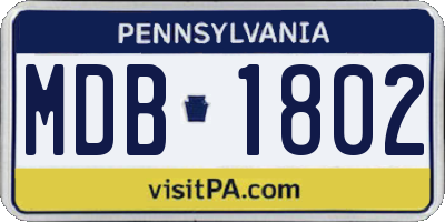 PA license plate MDB1802