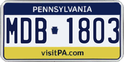 PA license plate MDB1803