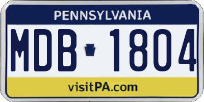 PA license plate MDB1804