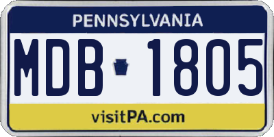 PA license plate MDB1805