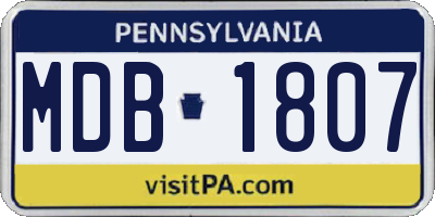 PA license plate MDB1807