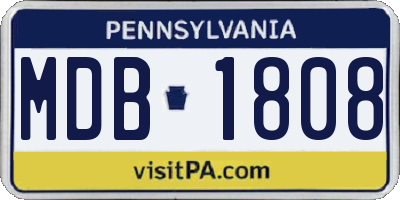 PA license plate MDB1808