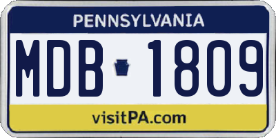 PA license plate MDB1809