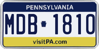 PA license plate MDB1810