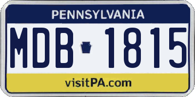 PA license plate MDB1815