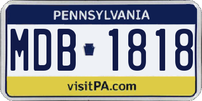 PA license plate MDB1818