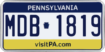 PA license plate MDB1819
