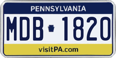 PA license plate MDB1820