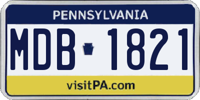 PA license plate MDB1821