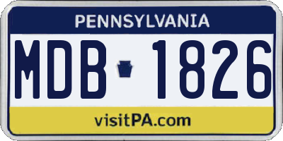 PA license plate MDB1826