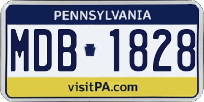 PA license plate MDB1828