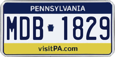 PA license plate MDB1829