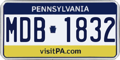 PA license plate MDB1832