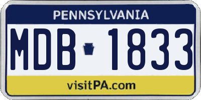 PA license plate MDB1833